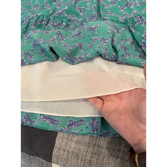 Lilly Pulitzer Winona Stretch Beautiful Dress Green Blue Zebras VNeck Statement - Picture 8 of 15
